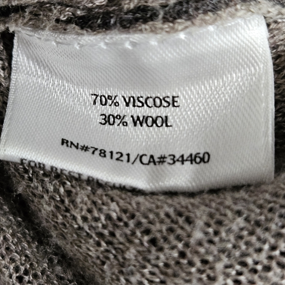 Eileen Fisher Cardigan Sweater Size Small Gray Notch Collar Textured Wool Blend - Picture 6 of 9